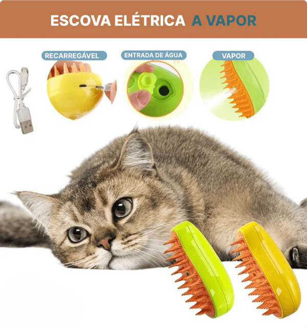 Escova 3 em 1 Para cães e gatos PetCare a vapor